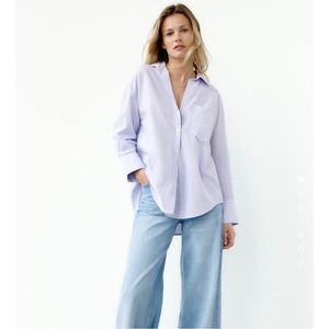 Zara Oversized Oxford Striped Shirt